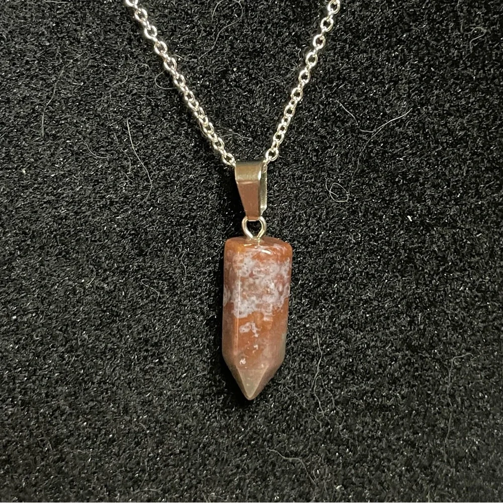 New Handmade Natural Green Moss Agate Tower S925 Sterling Silver Necklace